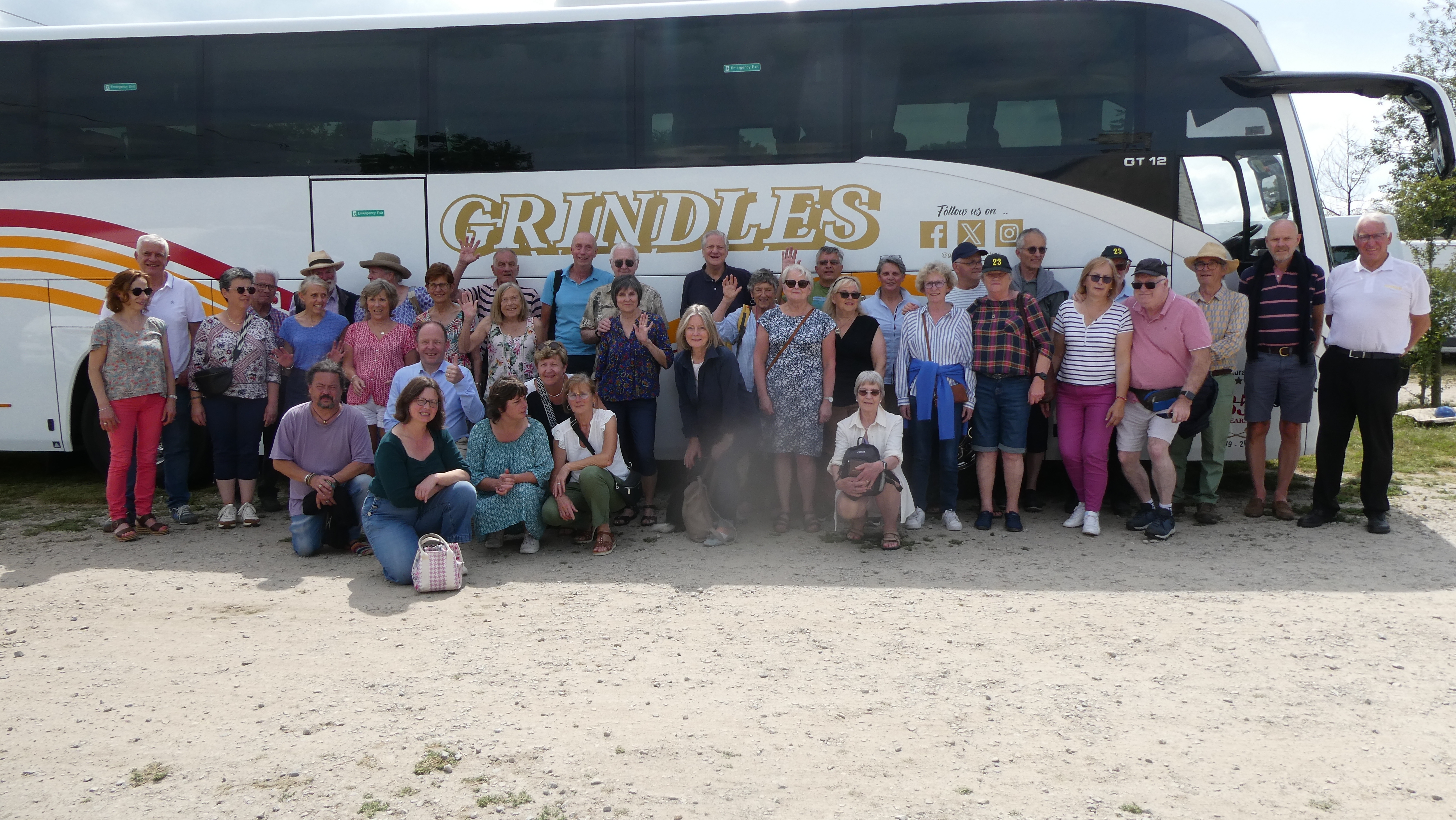 Our French hosts and ourselves outside our coach on arrival