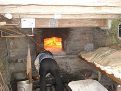 The bread oven is fired up