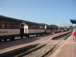 Boarding the train in Paimpol